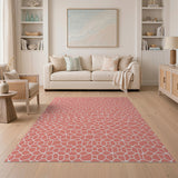 Coral Pink Geometric Mosaic Area Rug