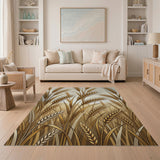 Yellow Golden Wheat Stalks Area Rug