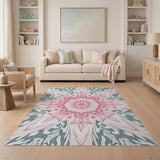 Floral Vintage Blush Pink Mandala Floral Area Rug