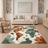 Abstract World Map Orange Area Rug