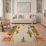 Multi-color and Patterns Southwestern Cactus Desert Area Rug
