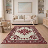 Ornate Red Floral Medallion Area Rug