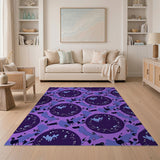 Purple Tribal Animal Silhouette Area Rug