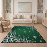 Emerald Green Snowflake Leaf Area Rug