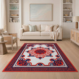 Red Red Navy Mandala Persian Area Rug