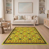 Multi-color and Patterns Vibrant Yellow Floral Pattern Area Rug