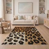 Leopard Print Textured Area Rug