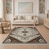 Brown Tan Southwestern Geometric Area Rug