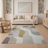 Modern Grey Gold Abstract Area Rug
