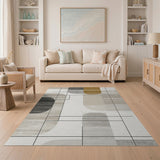 Beige and Neutral Geometric Modern Abstract Geometric Beige Neutral Area Rug