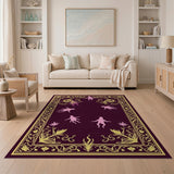 Ornate Gothic Purple Rug with Pink Tentacle Silhouettes