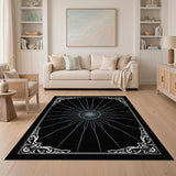 Ornate Radiant Mandala Black White Area Rug