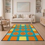 Smiley Faces Blue Kids Area Rug