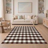 Brown Checkered Farmhouse Area Rug