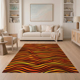 Bold Orange Wavy Stripe Area Rug