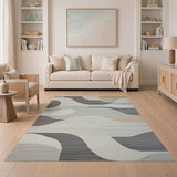 Geometric Modern Modern Abstract Grey Wave Area Rug