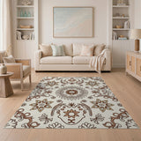 Creamy Beige Traditional Persian Floral Rug