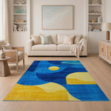 Geometric Modern Blue Teal Geometric Abstract Area Rug
