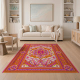 Traditional Persian Multi-color and Patterns Vibrant Multi-Color Persian Medallion Area Ru