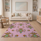 Baroque Pink Floral Damask Rug