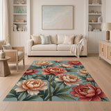 Blush Peony Blooms Area Rug