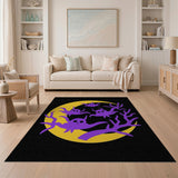 Purple Spooky Moon Bats Silhouette Area Rug