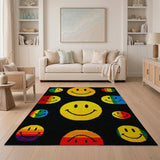 Multi-Color Pixel Smiley Faces Area Rug