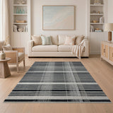 Black and White Black White Plaid Stripe Area Rug
