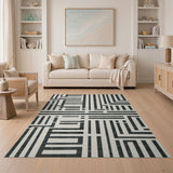 Abstract Black and White Abstract Black White Geometric Area Rug