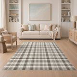Neutral Plaid Grey Area Rug