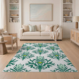Emerald Green Acanthus Leaf Damask Rug