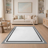 Minimalist Black Border White Area Rug