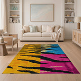 Bold Multi-Color Tiger Stripe Area Rug