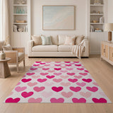 Scattered Pink Hearts Area Rug