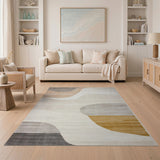 Abstract Wavy Beige Area Rug
