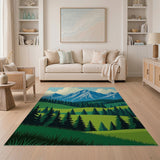Serene Alpine Peaks and Pine Forest Rug