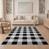 Black White Checked Geometric Area Rug