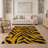 Geometric Modern Orange Bold Orange Tiger Stripe Area Rug