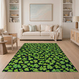 Floral Vintage Green Lush Green Shamrock Clover Area Rug