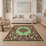 Mint Green Traditional Persian Medallion Rug