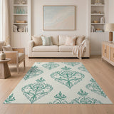 Blue and Teal Teal Ornate Persian Medallion Rug