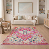 Distressed Vintage Pink Floral Distressed Vintage Area Rug