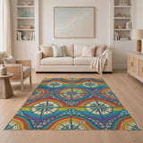 Rainbow Compass Multi-Color Area Rug