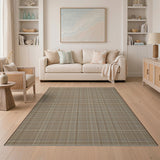 Brown Tan Grid Plaid Area Rug