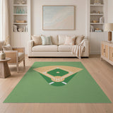 Geometric Modern Green Baseball Field Area Rug