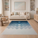 Blue Ombre Geometric Mountain Area Rug