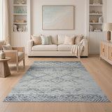 Black and White Heritage Tribal Black White Geometric Area Rug