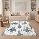 Rainbow Grey Cat Washable Area Rug