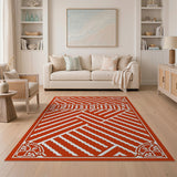 Xufferonin Bold Red Geometric Tribal Rug