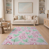 Pink Blush Pink Cherry Blossom Floral Area Rug